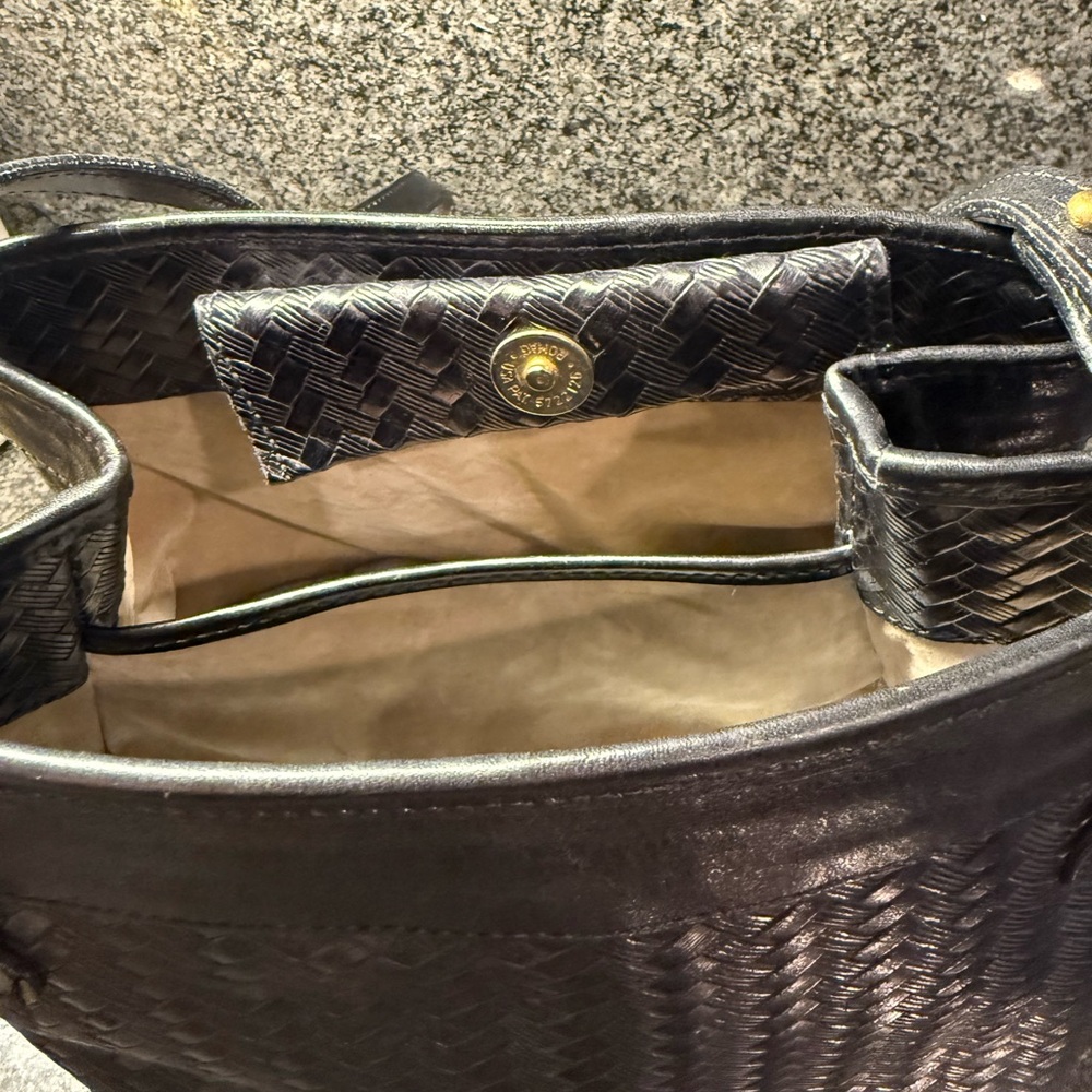 Vintage Brahmin Black Woven Leather Tote Bag - Picture 2 of 4